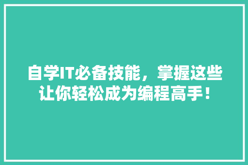 自学IT必备技能，掌握这些让你轻松成为编程高手！ 前端技术