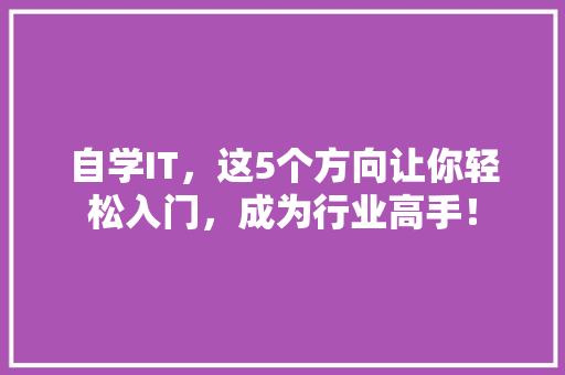 自学IT，这5个方向让你轻松入门，成为行业高手！