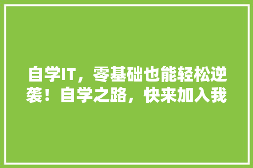 自学IT，零基础也能轻松逆袭！自学之路，快来加入我们！