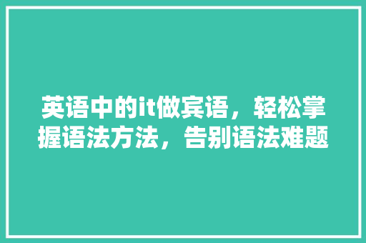 英语中的it做宾语，轻松掌握语法方法，告别语法难题！ 项目报告