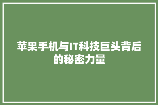 苹果手机与IT科技巨头背后的秘密力量 网站建设