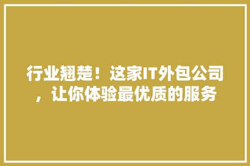 行业翘楚！这家IT外包公司，让你体验最优质的服务 MySQL