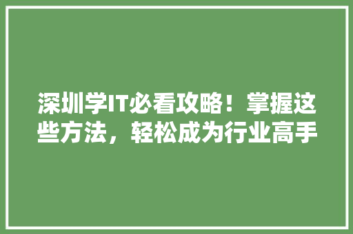 深圳学IT必看攻略！掌握这些方法，轻松成为行业高手！ 网站建设
