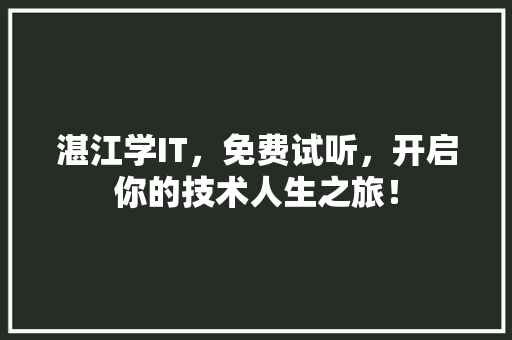 湛江学IT，免费试听，开启你的技术人生之旅！