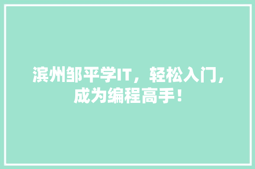 滨州邹平学IT，轻松入门，成为编程高手！