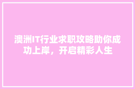 澳洲IT行业求职攻略助你成功上岸，开启精彩人生 前端技术