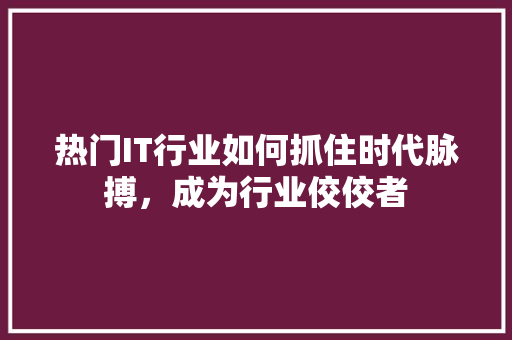 热门IT行业如何抓住时代脉搏，成为行业佼佼者