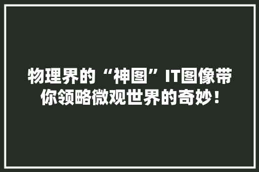 物理界的“神图”IT图像带你领略微观世界的奇妙！