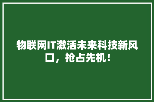 物联网IT激活未来科技新风口，抢占先机！ MySQL