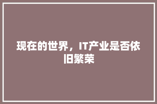 现在的世界，IT产业是否依旧繁荣 前端技术