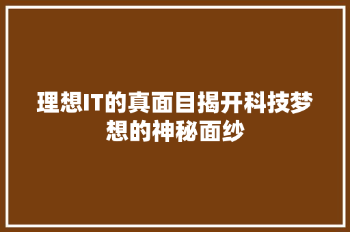 理想IT的真面目揭开科技梦想的神秘面纱