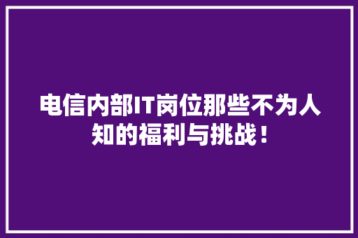 电信内部IT岗位那些不为人知的福利与挑战！ MySQL