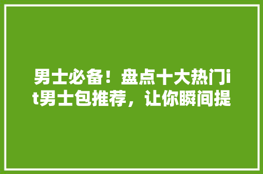 男士必备！盘点十大热门it男士包推荐，让你瞬间提升品味