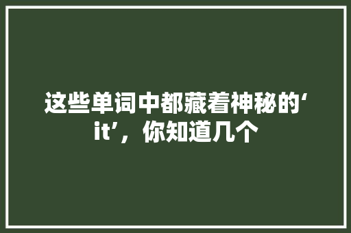 这些单词中都藏着神秘的‘it’，你知道几个 后端技术