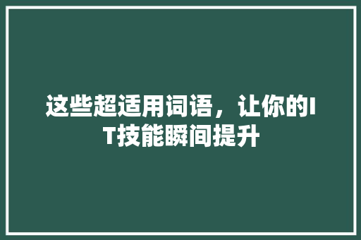 这些超适用词语，让你的IT技能瞬间提升