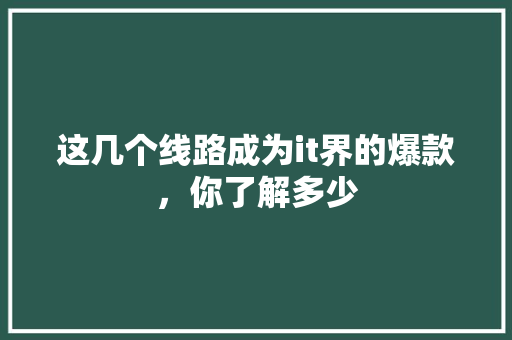 这几个线路成为it界的爆款，你了解多少 前端技术
