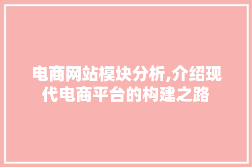 电商网站模块分析,介绍现代电商平台的构建之路