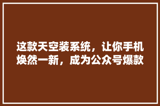 这款天空装系统，让你手机焕然一新，成为公众号爆款！