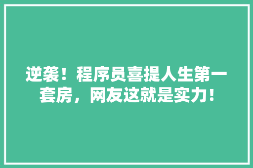 逆袭！程序员喜提人生第一套房，网友这就是实力！