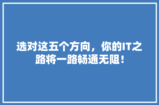 选对这五个方向，你的IT之路将一路畅通无阻！ 市场营销范文