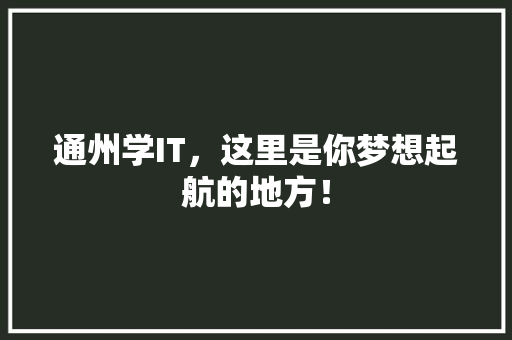 通州学IT，这里是你梦想起航的地方！