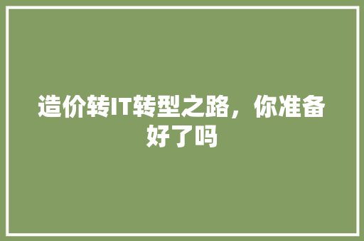 造价转IT转型之路，你准备好了吗