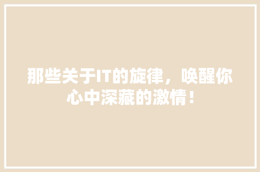 那些关于IT的旋律，唤醒你心中深藏的激情！