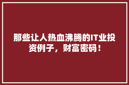 那些让人热血沸腾的IT业投资例子，财富密码！