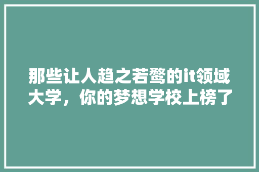 那些让人趋之若鹜的it领域大学，你的梦想学校上榜了吗
