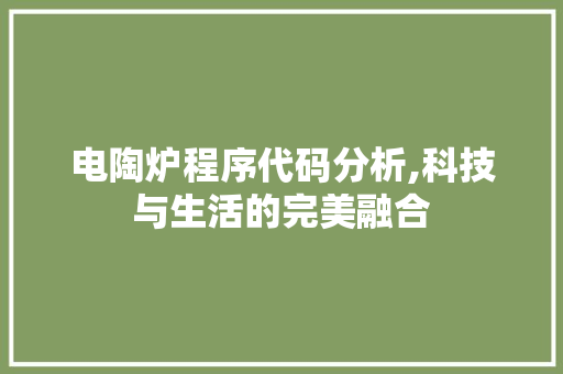 电陶炉程序代码分析,科技与生活的完美融合 缓存Redis