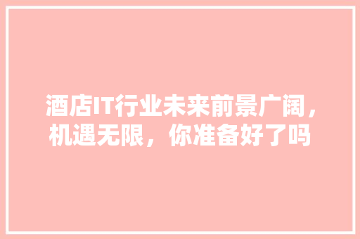酒店IT行业未来前景广阔，机遇无限，你准备好了吗 后端技术