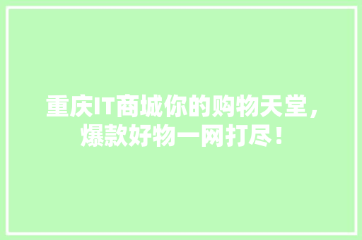 重庆IT商城你的购物天堂，爆款好物一网打尽！