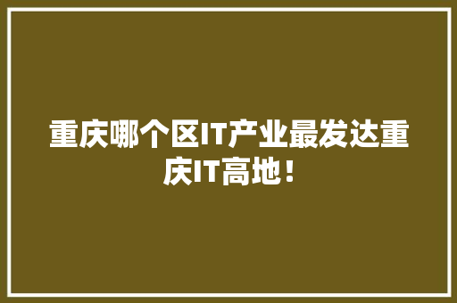 重庆哪个区IT产业最发达重庆IT高地！