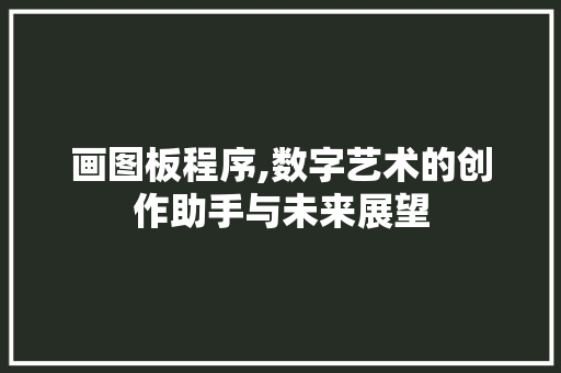 画图板程序,数字艺术的创作助手与未来展望
