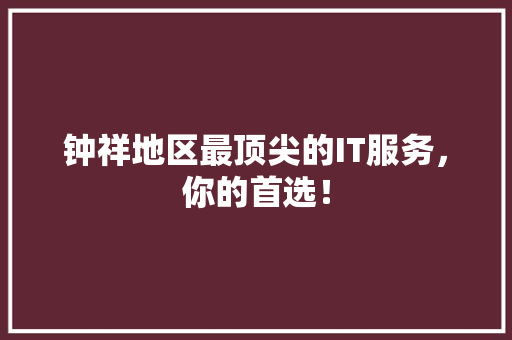 钟祥地区最顶尖的IT服务，你的首选！