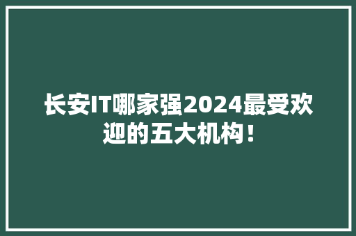 长安IT哪家强2024最受欢迎的五大机构！