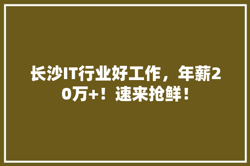 长沙IT行业好工作，年薪20万+！速来抢鲜！ 后端技术