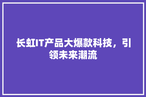 长虹IT产品大爆款科技，引领未来潮流