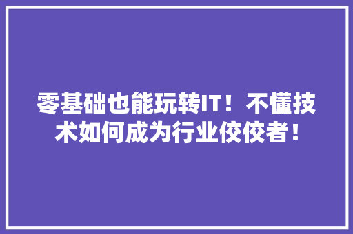 零基础也能玩转IT！不懂技术如何成为行业佼佼者！ 后端技术