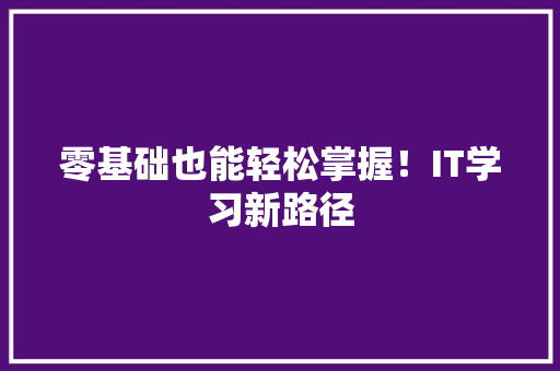 零基础也能轻松掌握！IT学习新路径