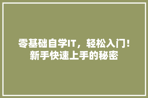 零基础自学IT，轻松入门！新手快速上手的秘密 商务信函