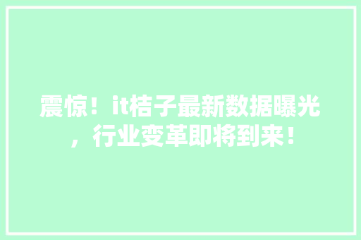 震惊！it桔子最新数据曝光，行业变革即将到来！
