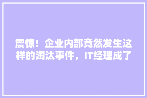 震惊！企业内部竟然发生这样的淘汰事件，IT经理成了牺牲品！