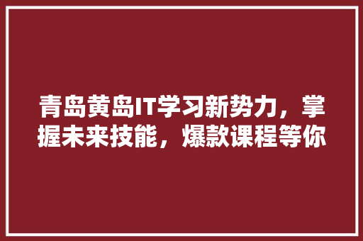 青岛黄岛IT学习新势力，掌握未来技能，爆款课程等你来！