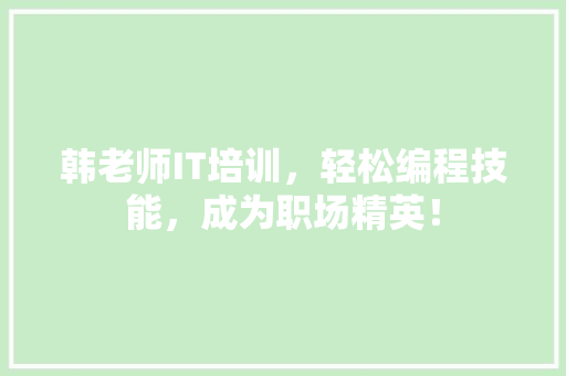 韩老师IT培训，轻松编程技能，成为职场精英！ 项目报告