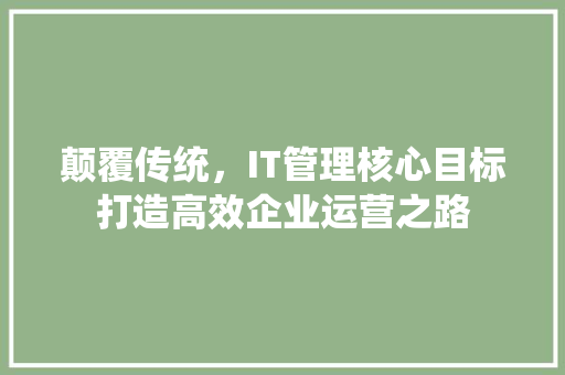 颠覆传统，IT管理核心目标打造高效企业运营之路 市场营销范文
