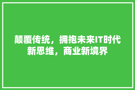 颠覆传统，拥抱未来IT时代新思维，商业新境界