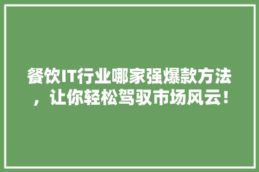 餐饮IT行业哪家强爆款方法，让你轻松驾驭市场风云！ 市场营销范文