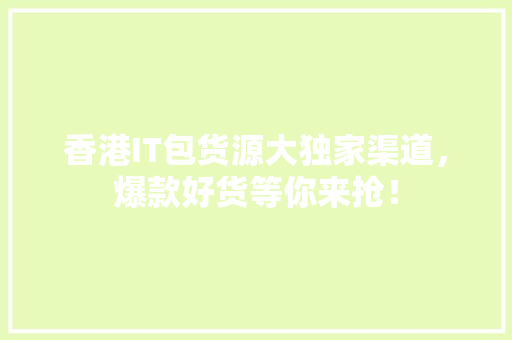 香港IT包货源大独家渠道，爆款好货等你来抢！