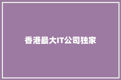 香港最大IT公司独家 响应式设计